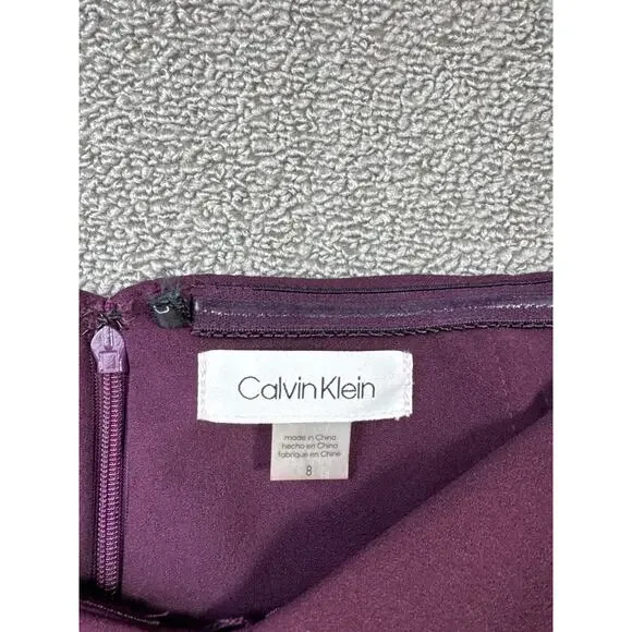 Calvin Klein Dress Formal High Low Off the Shoulder Plum Purple Size 8 - Picture 7 of 11